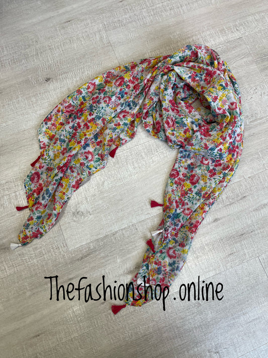 Cute multicoloured ditsy floral scarf