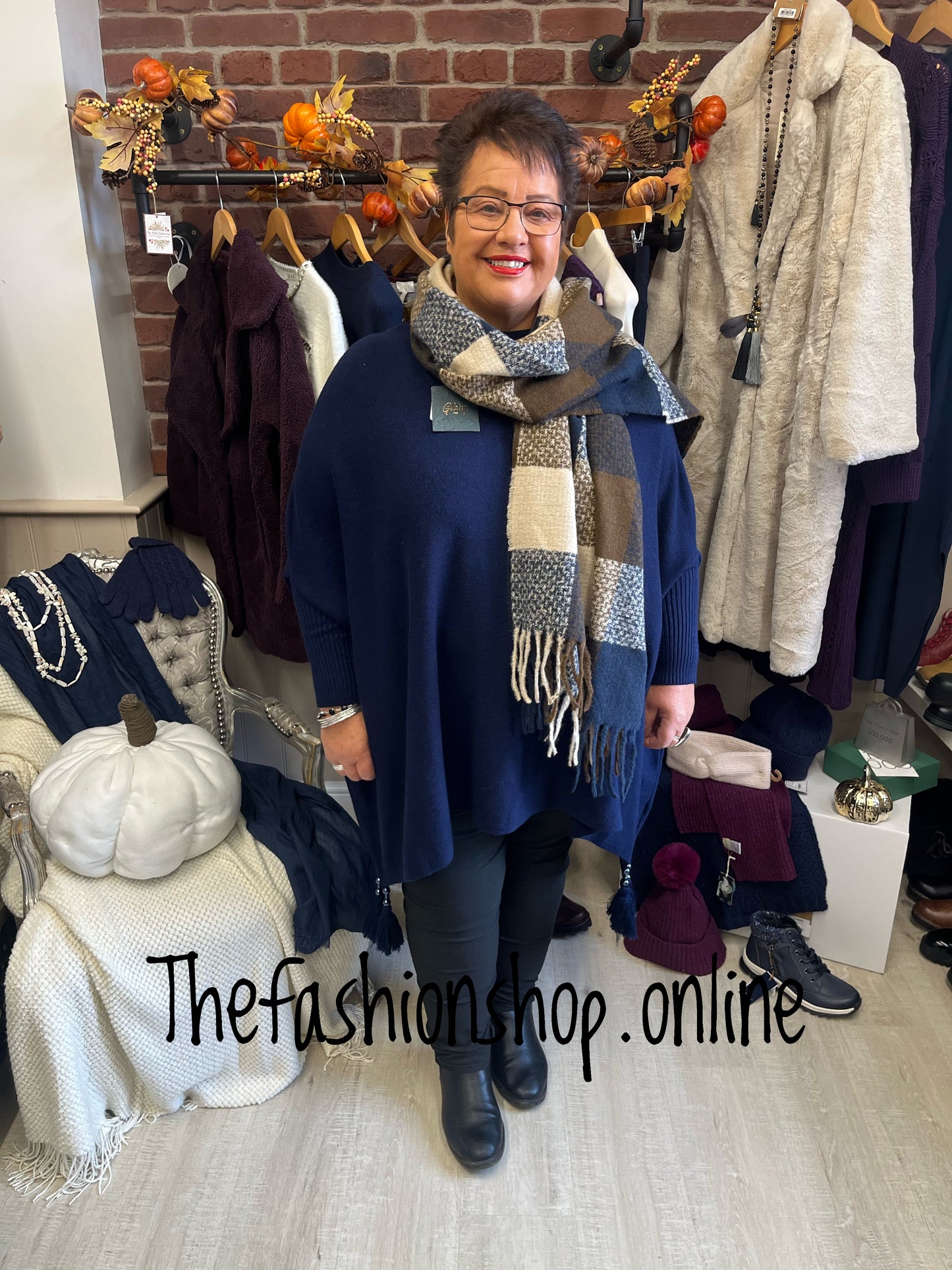 Navy poncho with sleeves 12-26