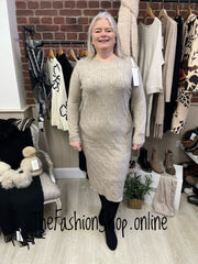 Alison beige cable knit jumper dress 14-18