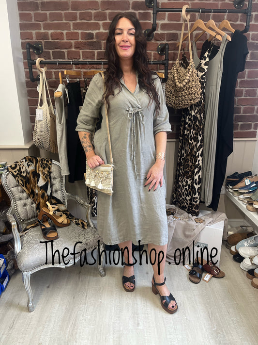 Lexi mocha linen dress 8-14