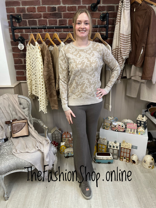Lucy beige jacquard jumper sizes 8-10 and 12-14