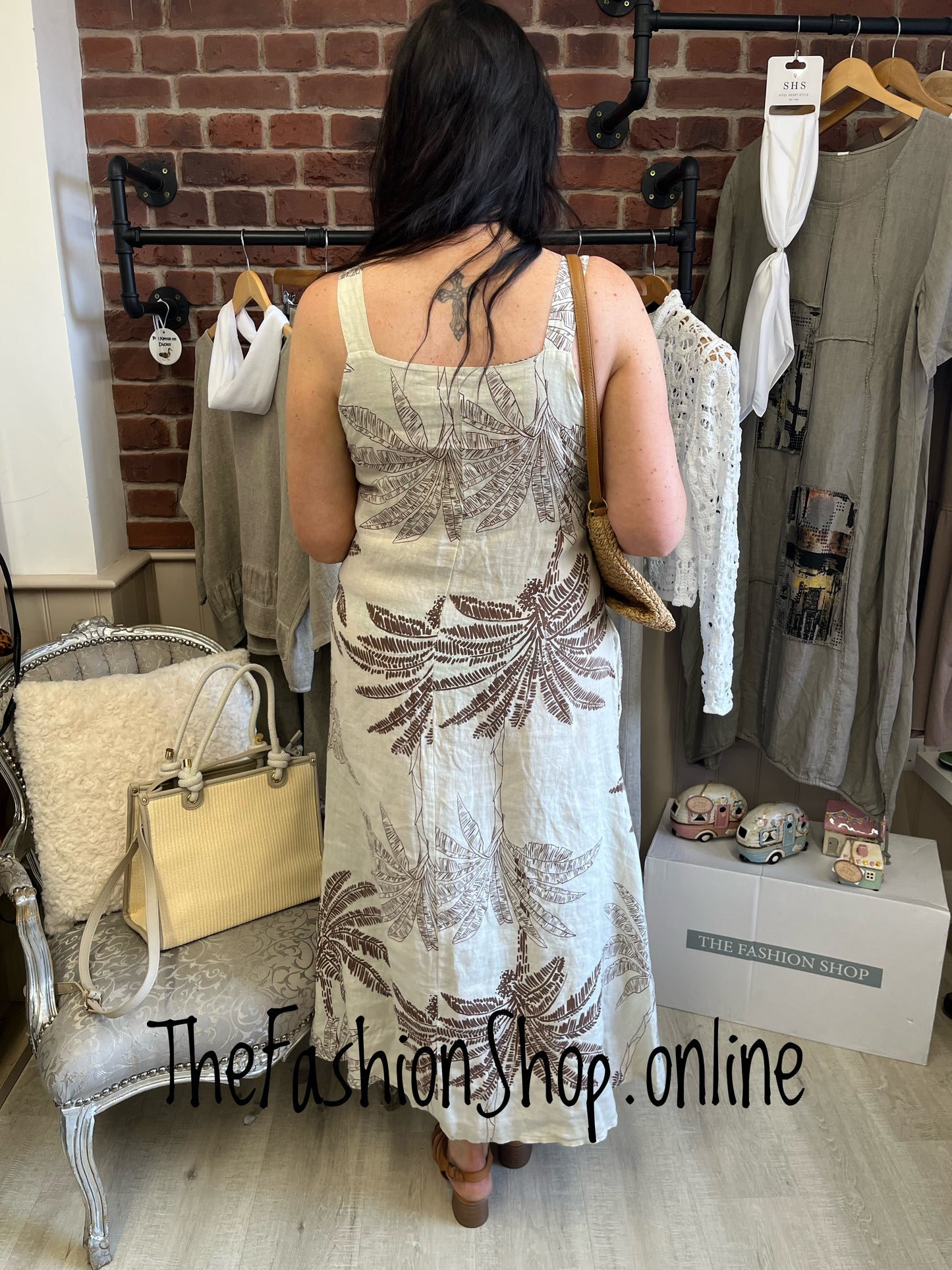 Jillian beige linen dress 8-14