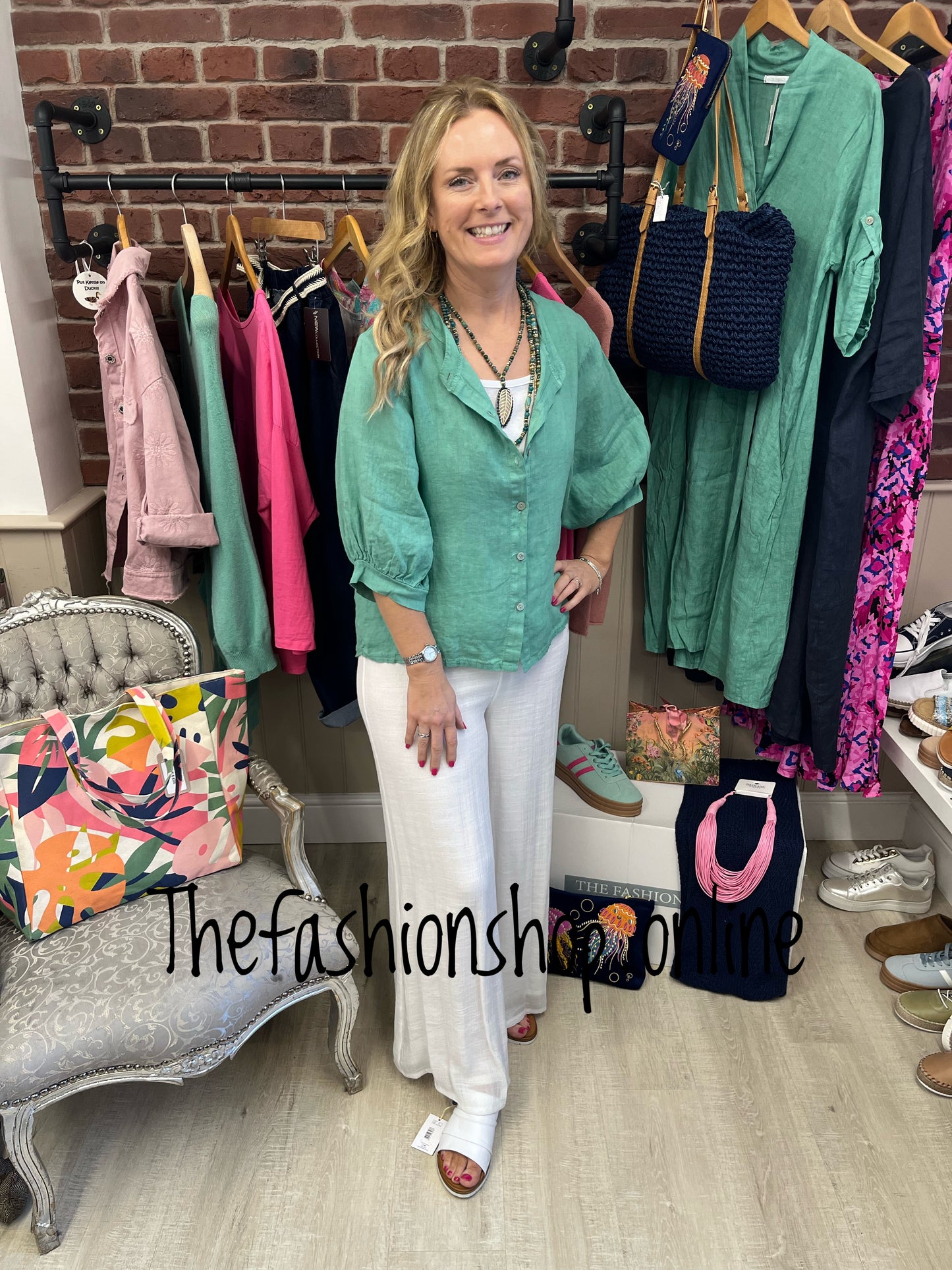 Erica jade linen blouse 10-14