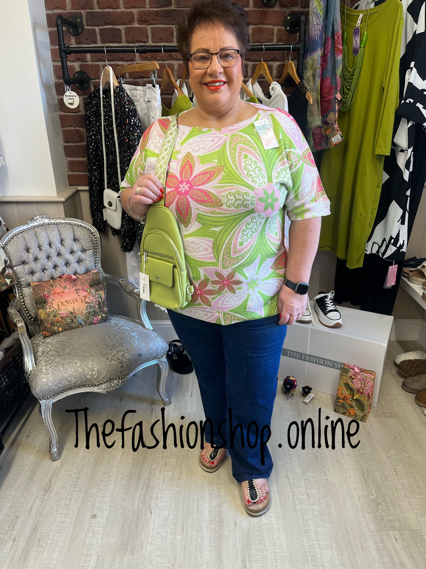 Heather exotic top lime and pink 16-22