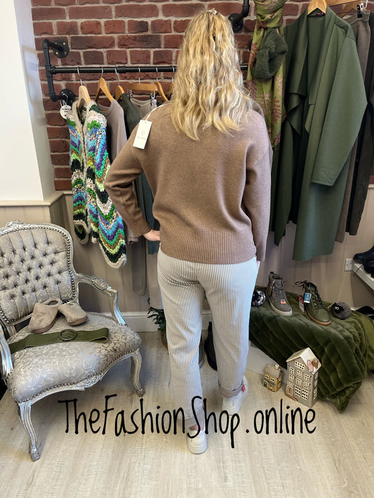 Megan dark beige cashmere mix jumper 10-16