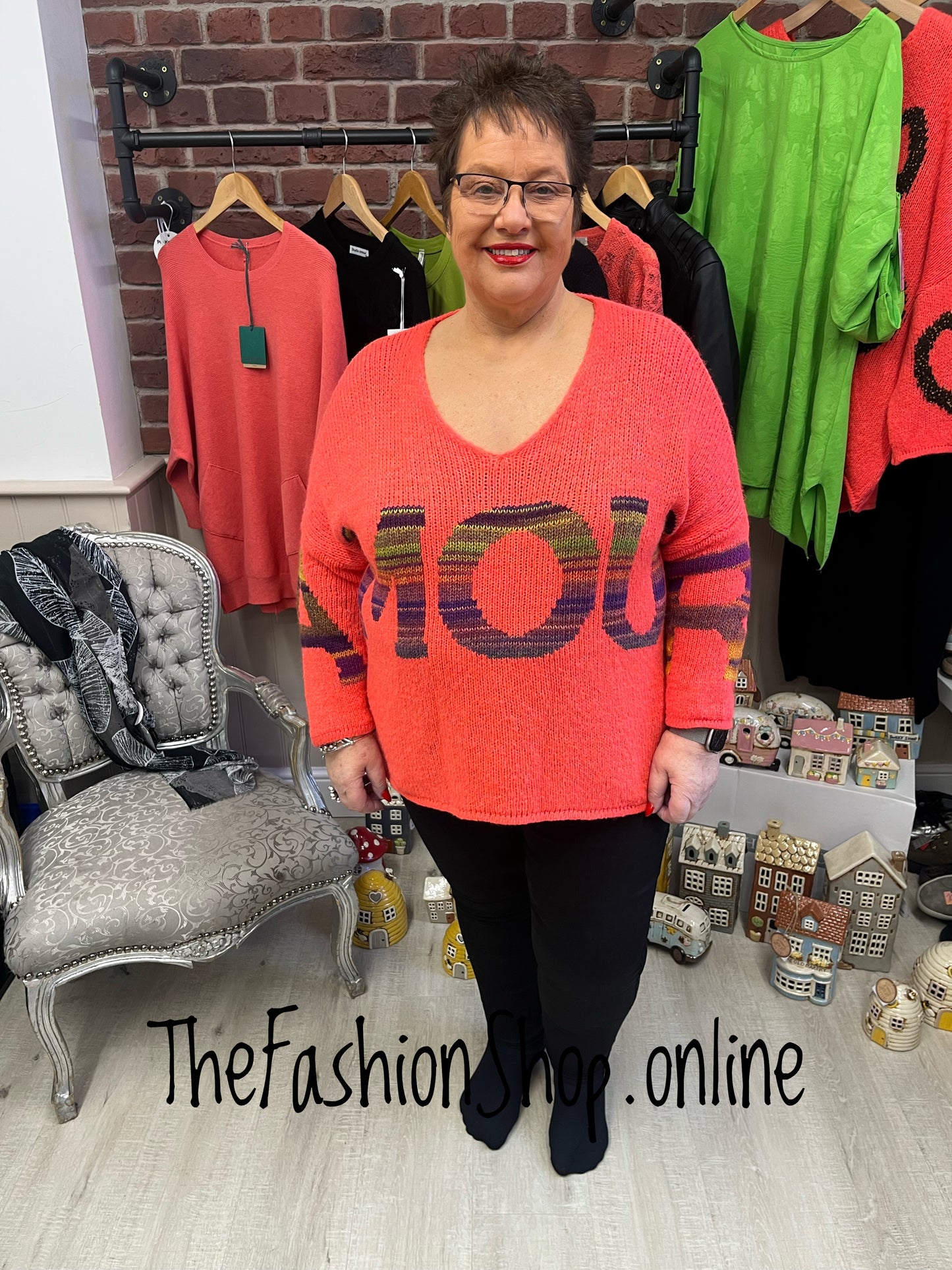 Phoebe coral Amour wool mix jumper 12-20