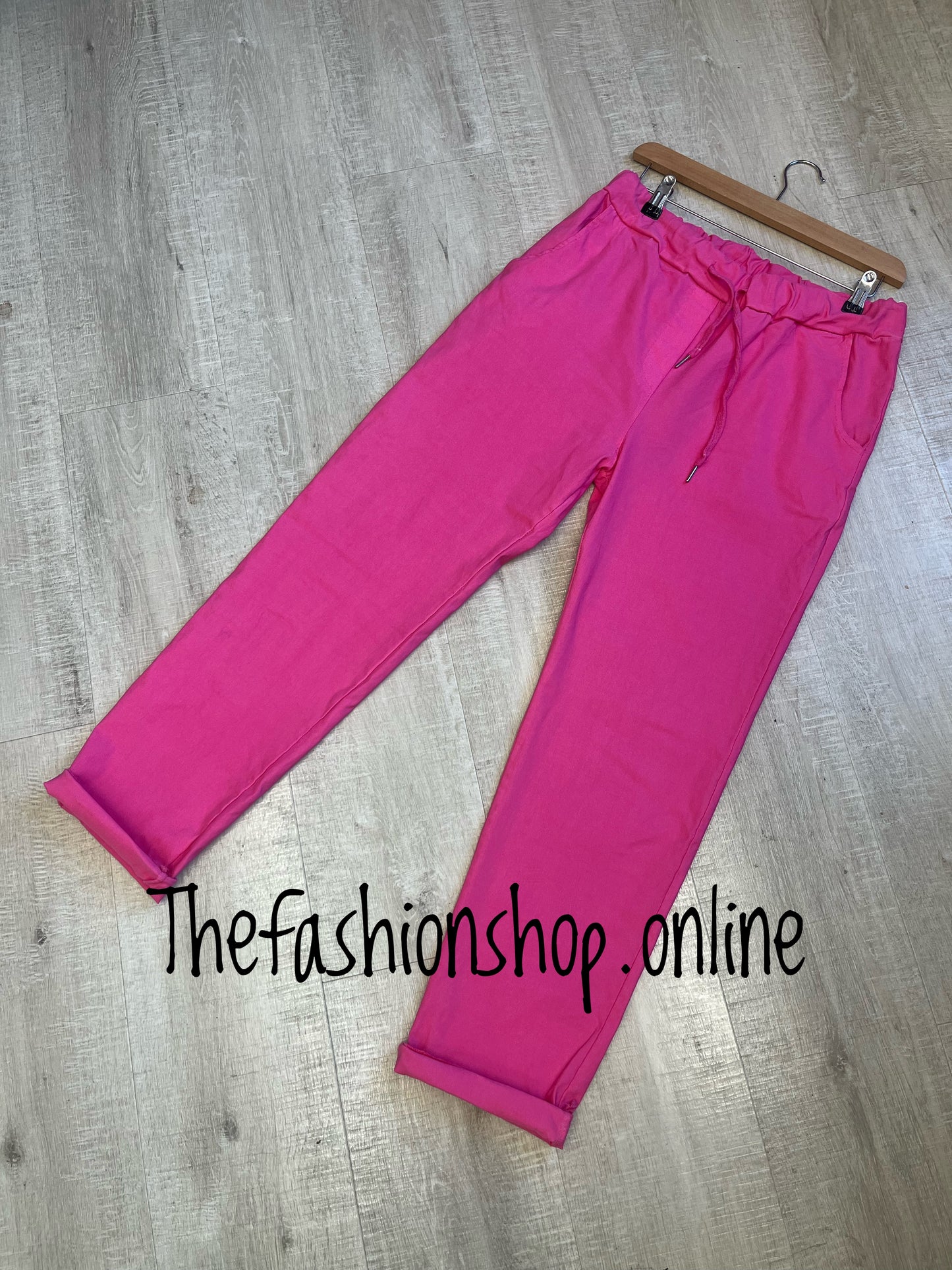 Plus size hot pink smooth super stretchy trousers 18-22