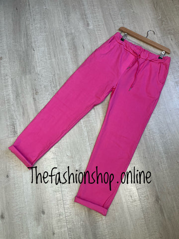 Plus size hot pink smooth super stretchy trousers 18-22