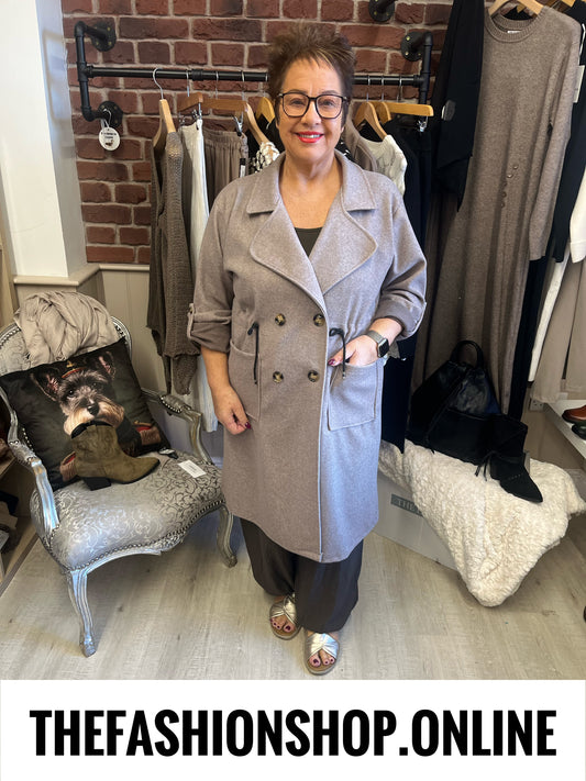 Finley mocha double breasted coat 12-16