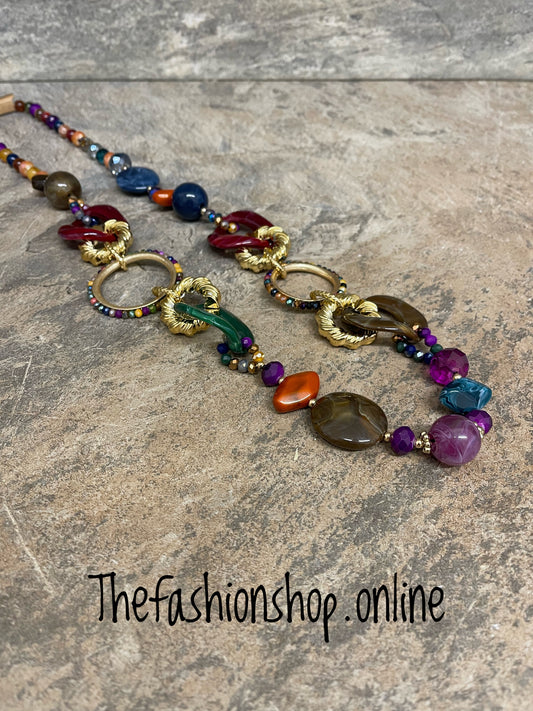 Gold and multicoloured chunky necklace