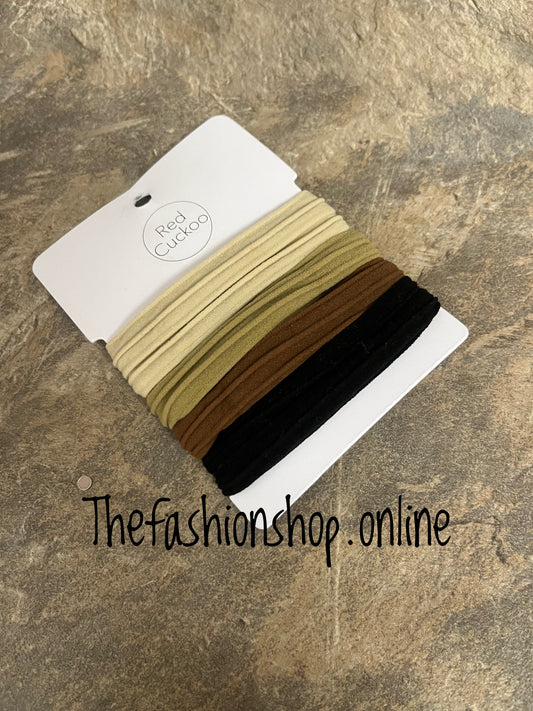 Red Cuckoo Earthy tones elastic hair ties four pack