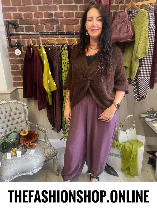 Evelyn brown twist front wool mix jumper 10-18