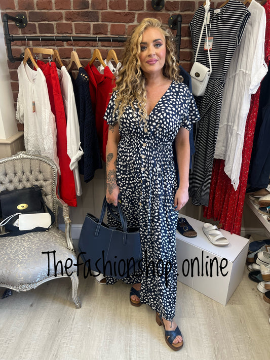 Lillie navy and white gypsy maxi dress 8-18