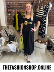Eden Black Gold Fishbone dress 10-18