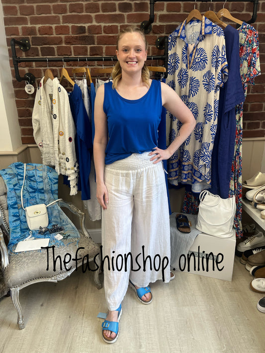 Jennifer white linen trousers 8-16