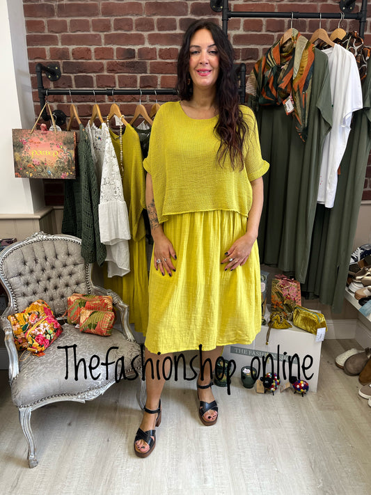 Leah citrus dress with mesh overlay 8-18