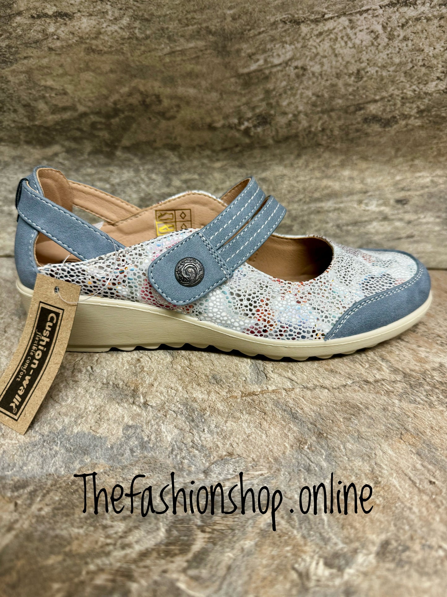 Cushion-walk Jane blue wide fit summer shoe sizes 3-8