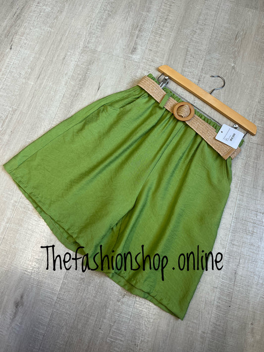 Melissa lime green shorts with belt 8-14