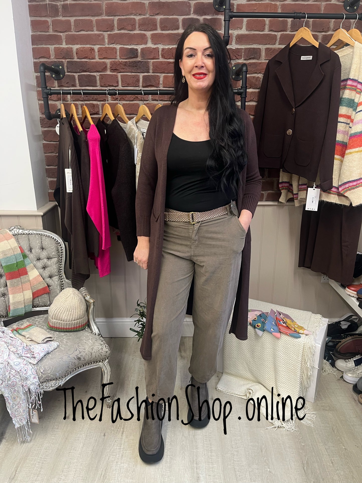 Milan brown longline cardigan 8-16