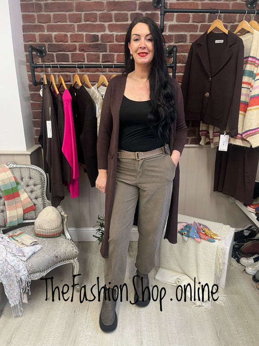 Milan brown longline cardigan 8-16