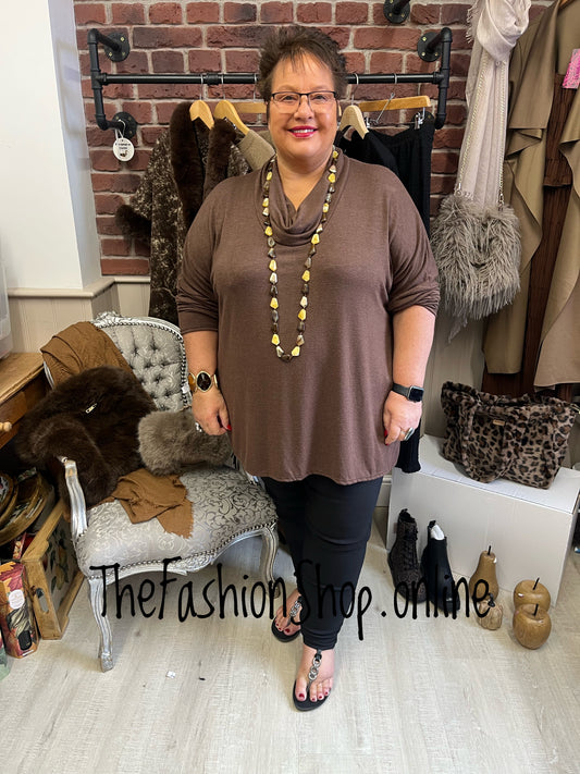 Athena Brown Soft Cowl Top 18-24