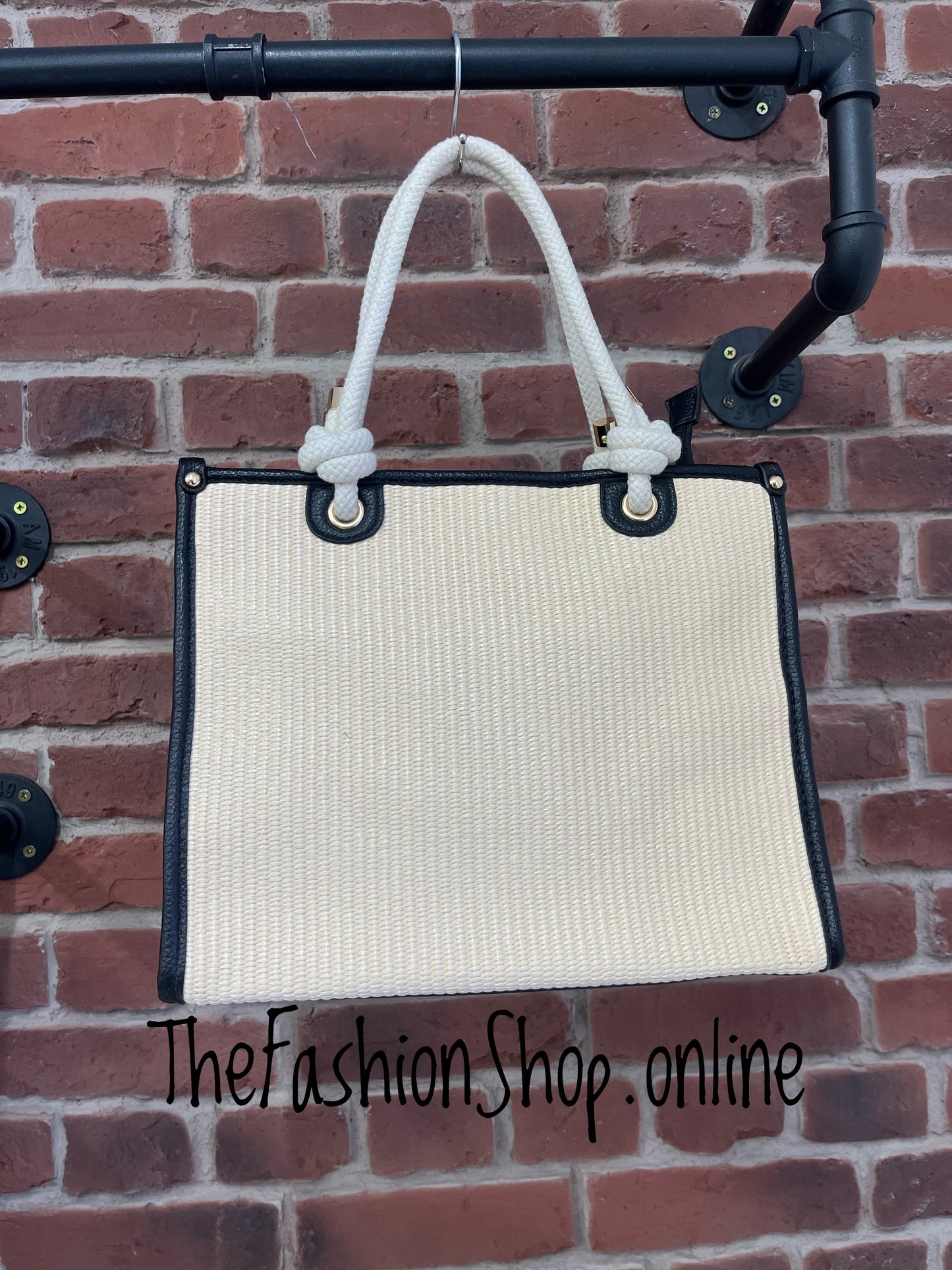 Milan Summer Bag in Cream with Black