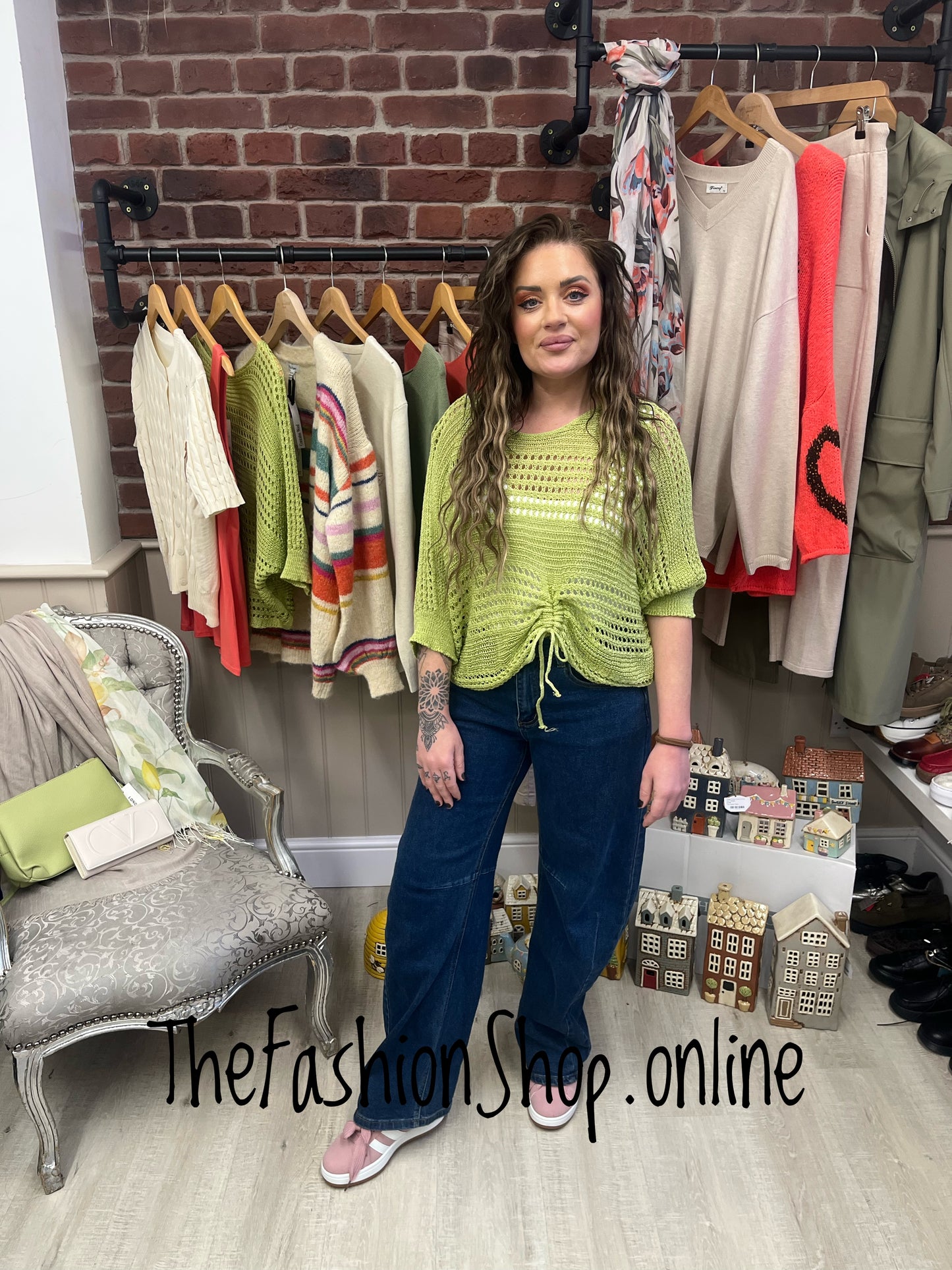 Sonia green crochet layering top 8-16