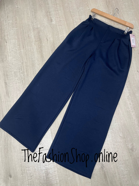 Libby navy wide leg trousers 8-14