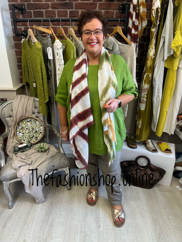 Ebony olive linen side button top 14-20
