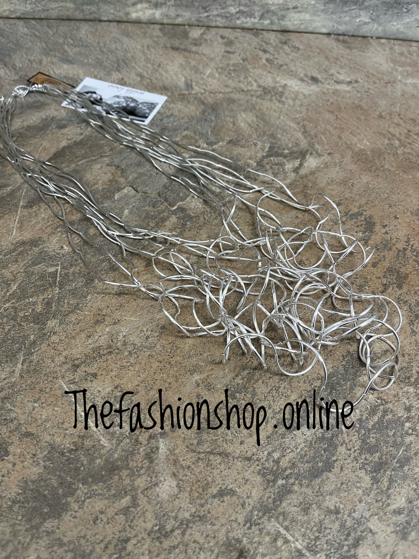 Jess & Lou long silver wire necklace
