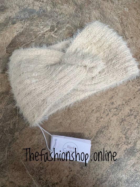 Zoe knot Front Headband in Cream