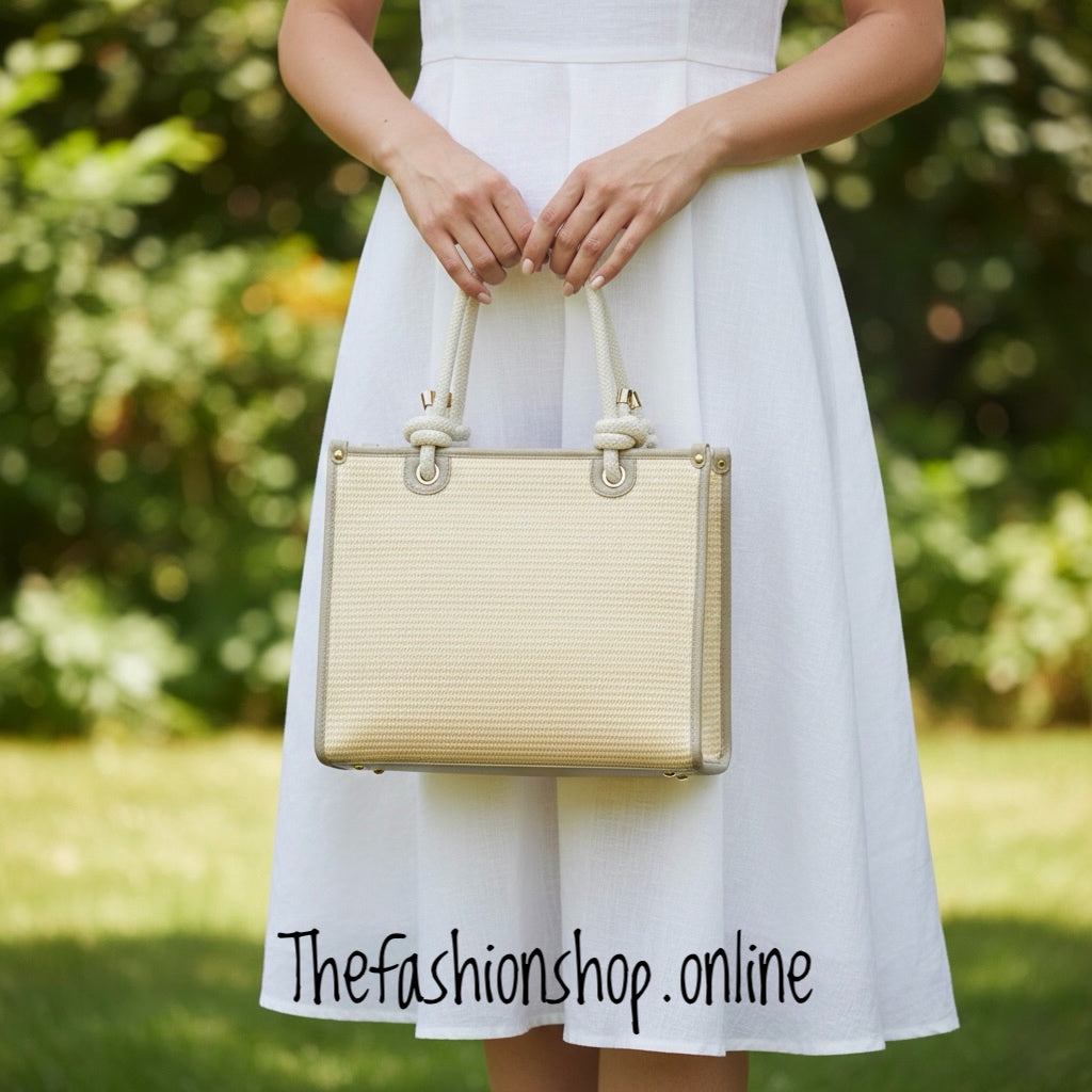 Milan Summer Bag in Cream with Beige