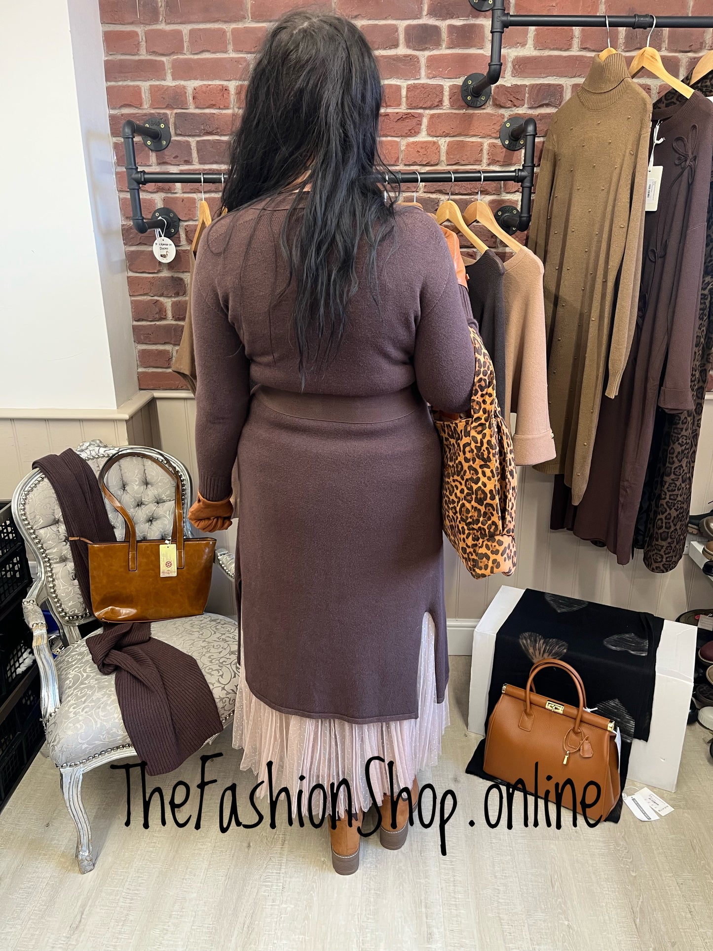 Milan brown longline cardigan 8-16