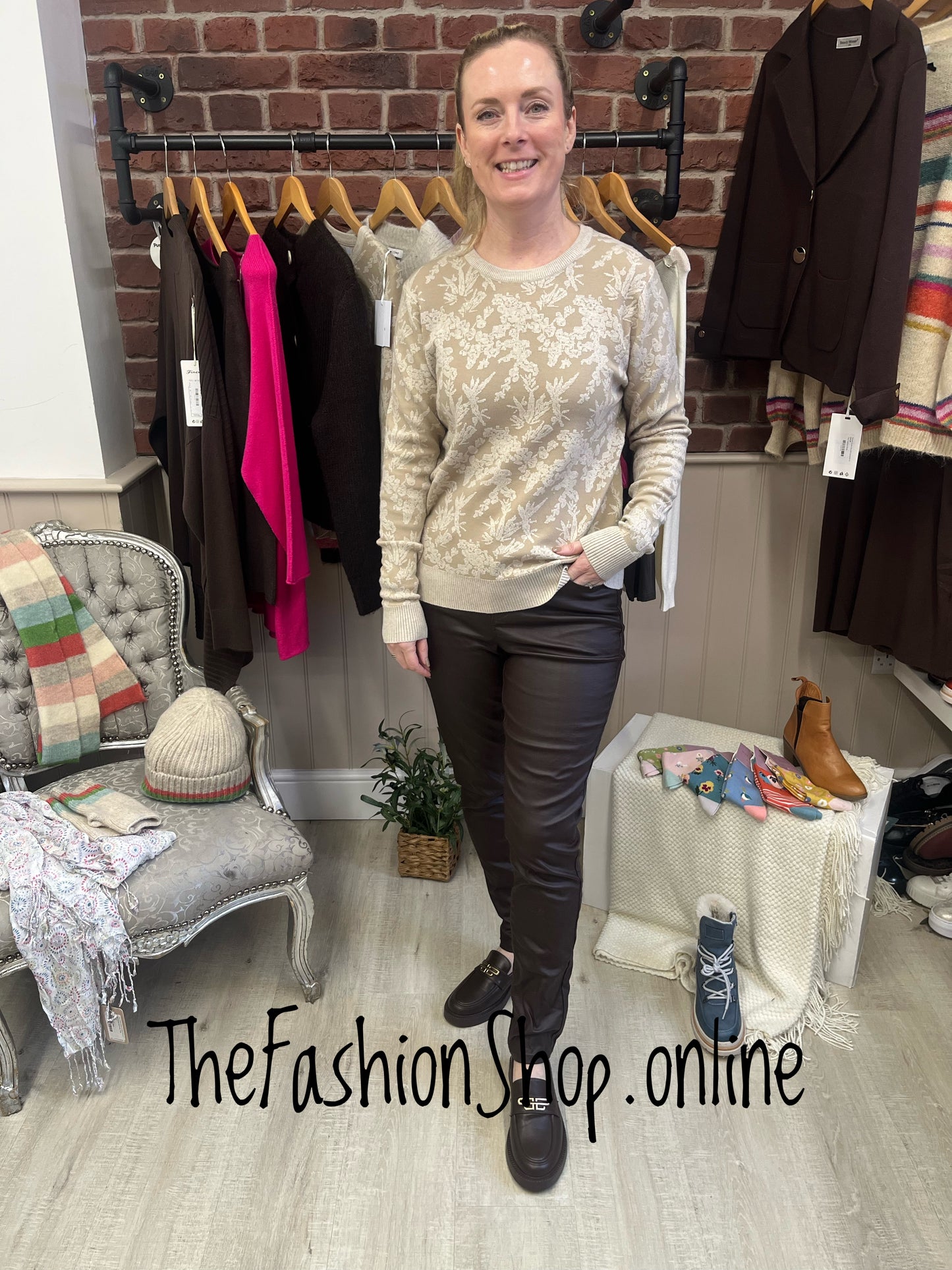 Lucy beige jacquard jumper sizes 8-10 and 12-14