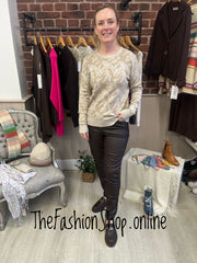 Lucy beige jacquard jumper sizes 8-10 and 12-14