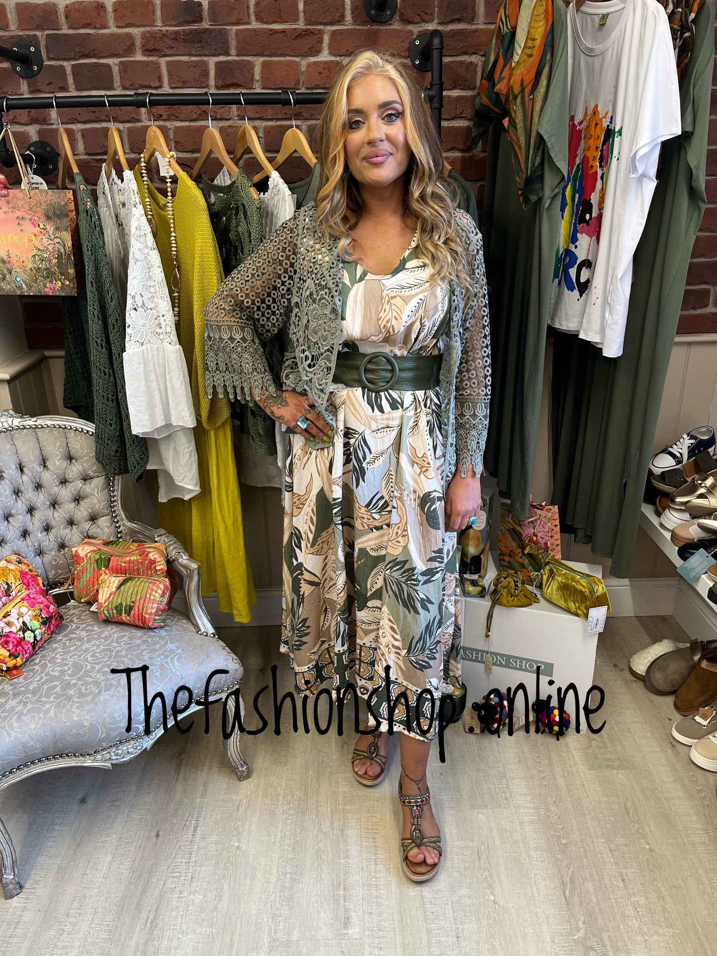 Sara khaki crochet cardigan 8-14