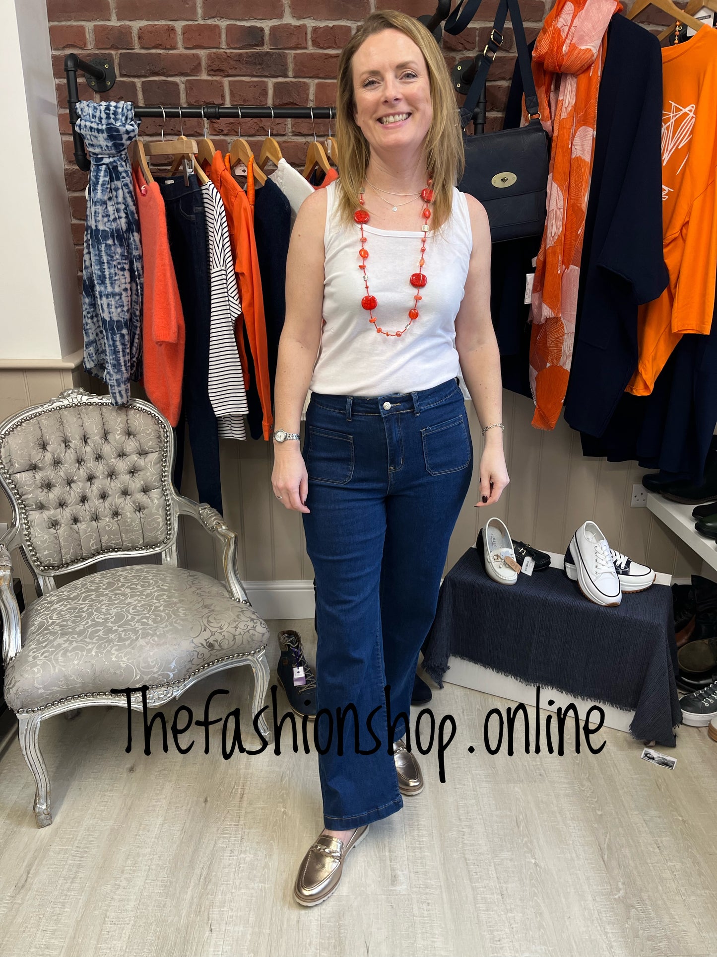 Maria dark denim wide leg jeans sizes 10-22