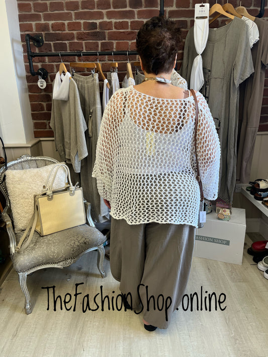 Evelyn white crochet layering top 14-22