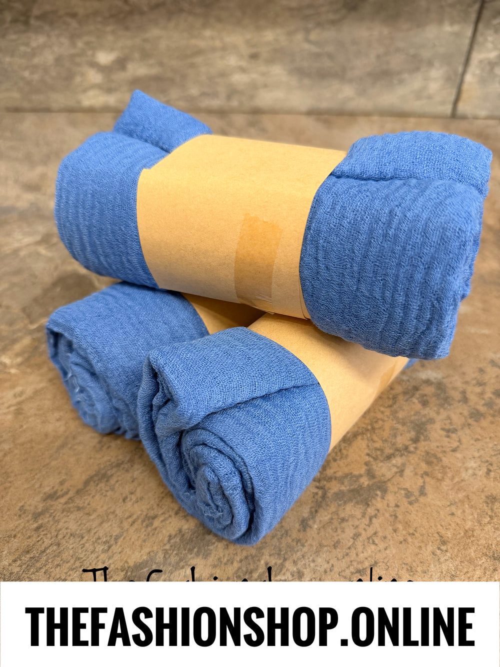 Denim Blue fine waffle scarf