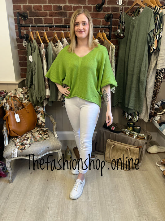 Eleanor green knitted v neck top 10-18