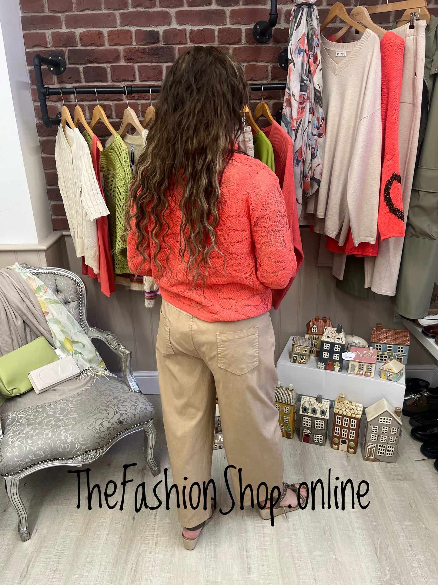 Heidi coral linen mix lace jumper 8-14