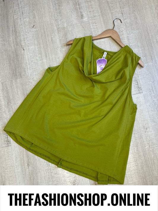 Pippa olive draped neck top 12-18