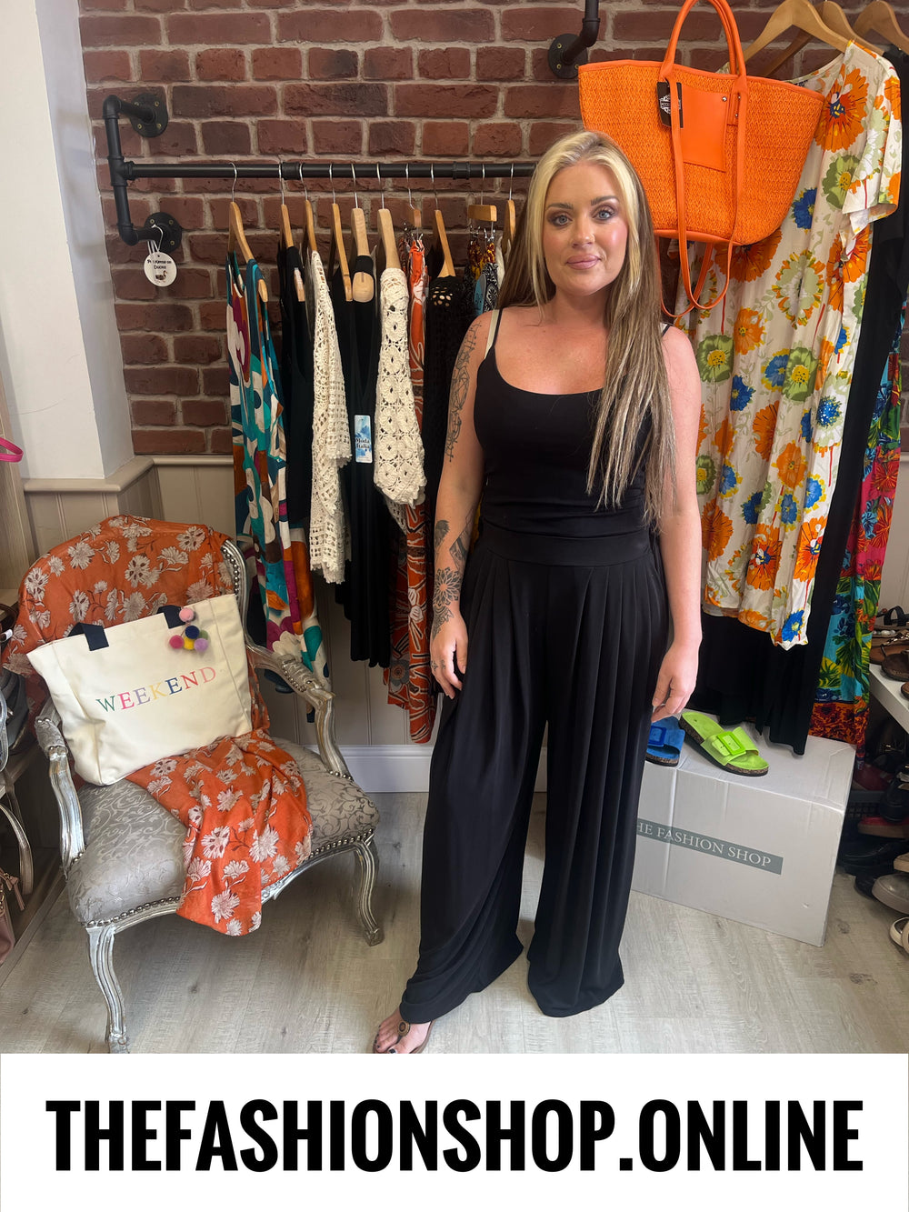 Jocelyn black wide leg trousers 10-16