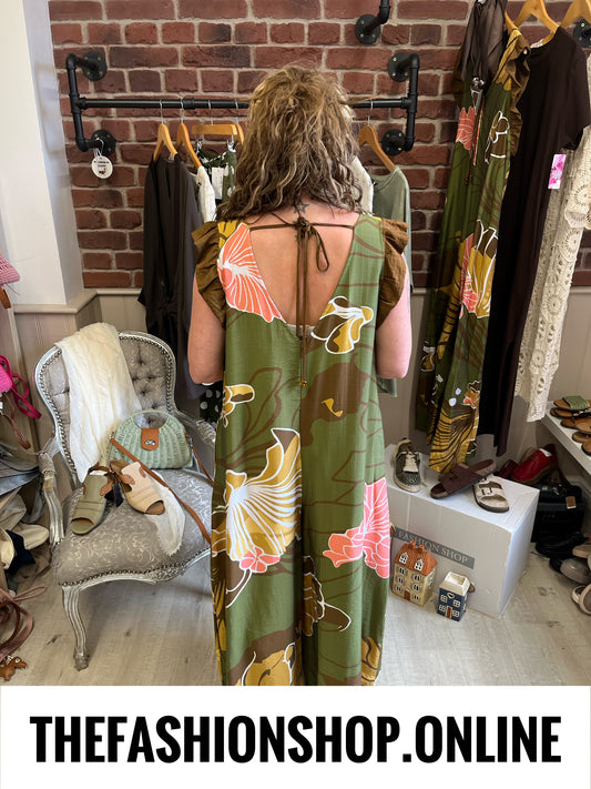 Fly Out jungle leaf print jumpsuit 10-16
