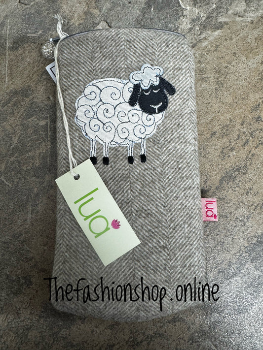 Lua Herringbone Sheep Glasses Purse