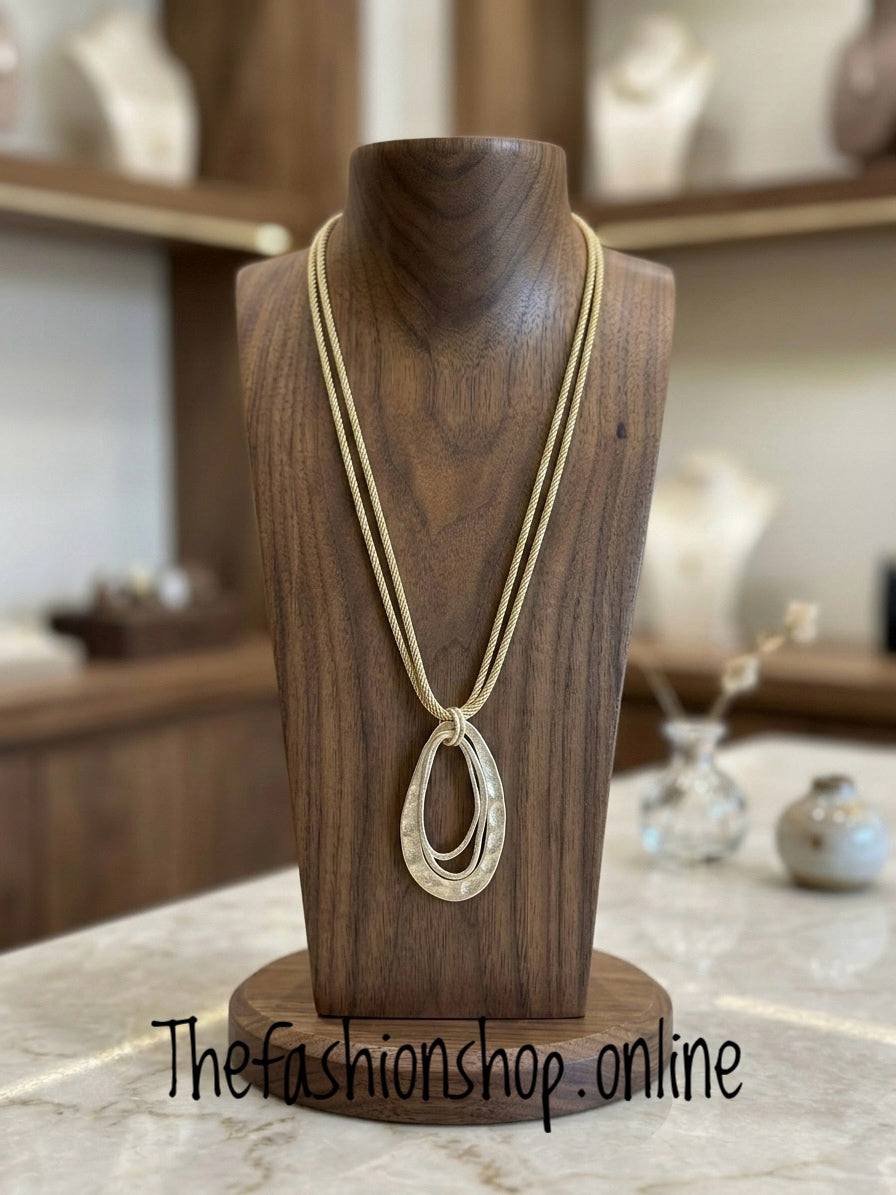 Gracious Statement Necklace in Antique Gold and Khaki