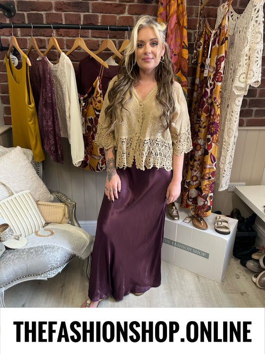 Remi mulberry sateen maxi skirt 8-14