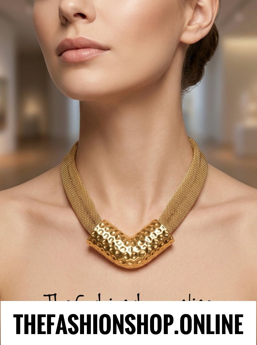 Tabitha Mesh Gold tones Statement necklace