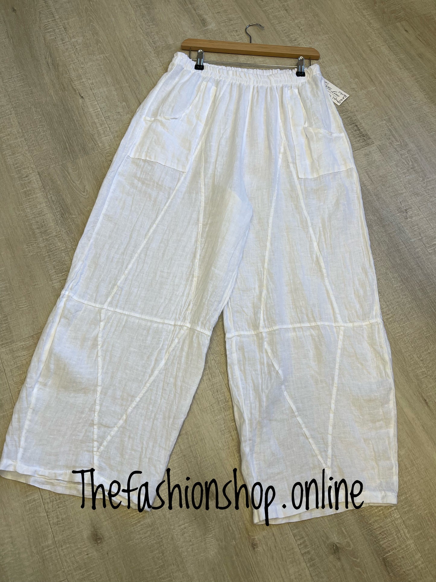 White wide leg linen trouser 10-20