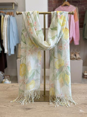 Green and lemons lightweight scarf
